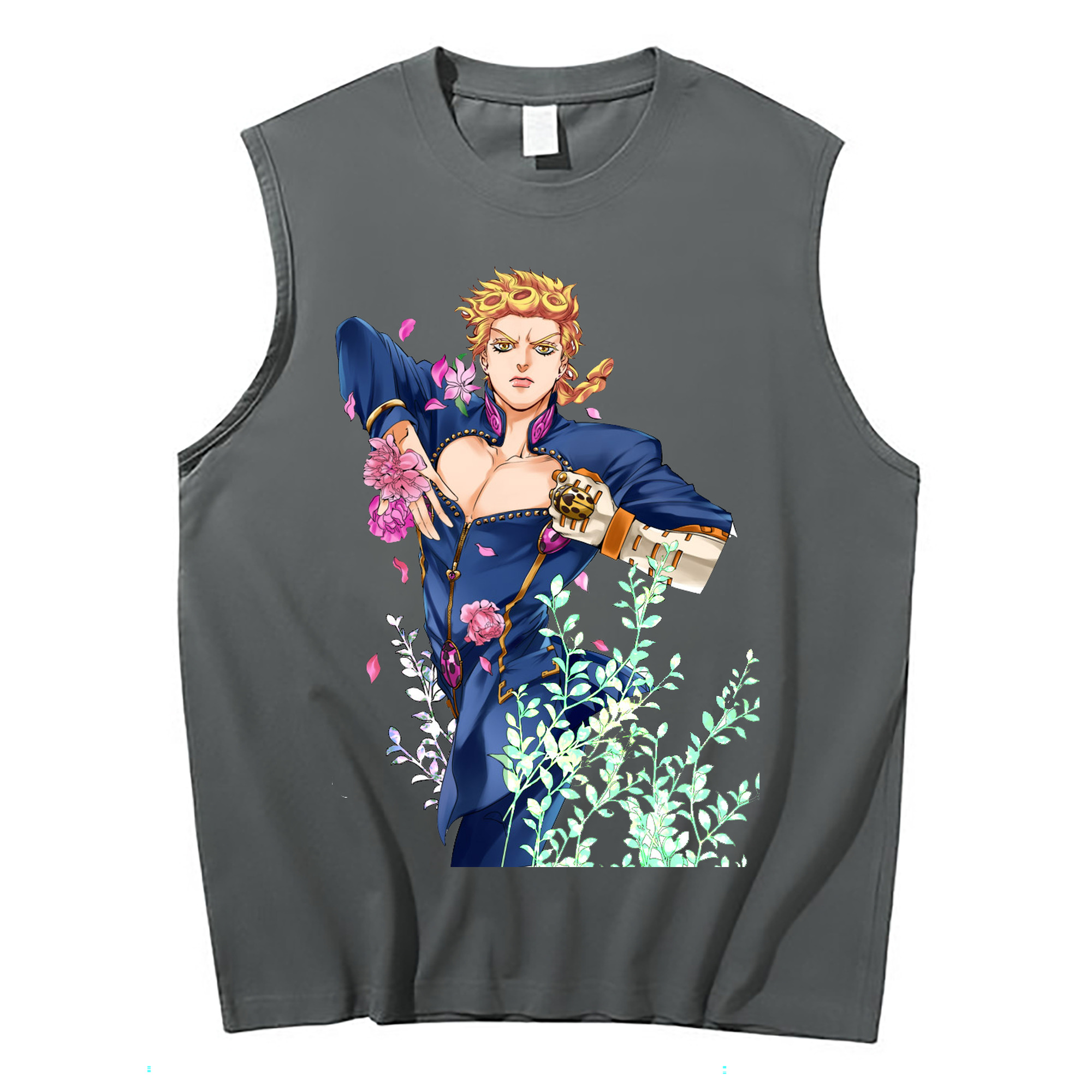 （画像用） ジョジョの奇妙な冒険 ジョルノ?ジョバァーナ JoJo's Bizarre Adventure Giorno Giovanna コットン100％タンクトップ（フロントプリント）